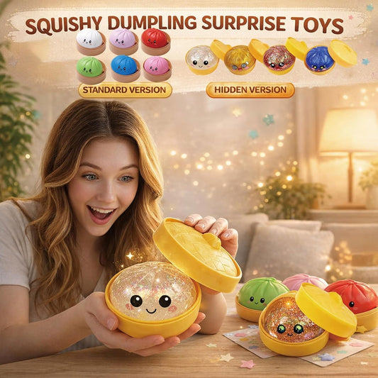🎁Laatste dag: 50% KORTING🔥Glitter Dumpling Squishy Steamer Blind Box Verrassing: leuk om in te knijpen