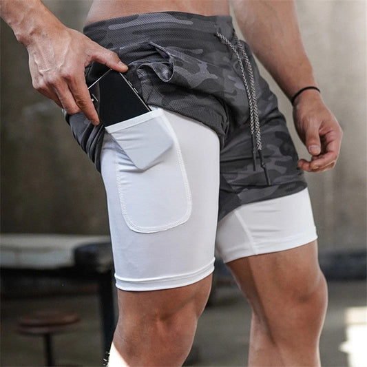 Professionele Heren Multi-Zak Dubbellagige Sportshorts