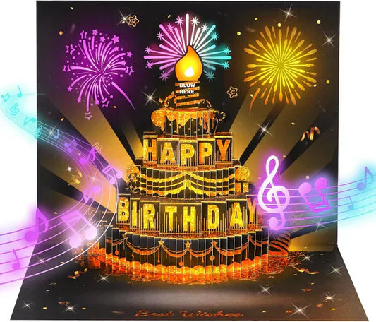 🔥LSAT DAY AANBIEDING 50% KORTING!!🎉3D Pop-Up Muzikale Verjaardagskaart met Lichtjes & Liedje🎵🎂