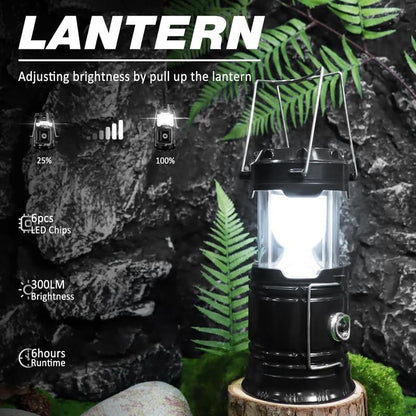 ⛺️NYT 50 % ALENNUS! Aurinkokäyttöinen retkilyhty – ladattava, kokoontaitettava LED-lamppu, IPX4-luokan vedenkestävä valaisin, jossa on magneettinen jalusta ja taitettava ripustuskoukku ulkokäyttöön hätätilanteissa