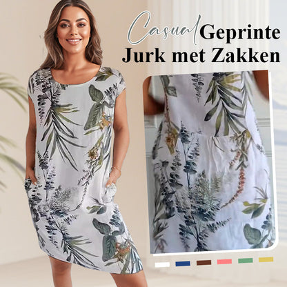 🌷2025 Hete verkoop - 50%korting🍀Jurk met ronde hals en botanische print voor dames