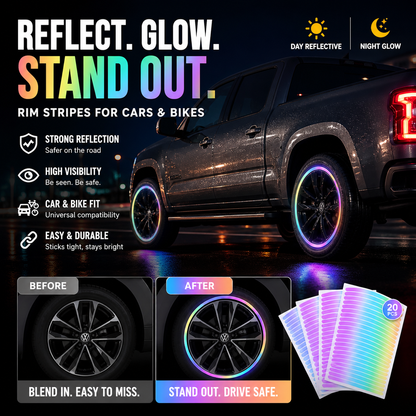 ⏳ Vandaag 50% korting! 🌙 Val op in het donker – deze stickers kaatsen licht terug naar bestuurders. Voorgevormd en gebogen, direct plakken. Incl. 20 stuks. Perfect voor nachtelijke veiligheid 🎁