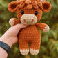 🎅Kerstuitverkoop 50% KORTING!!🎄🔥Haakpatroon voor Highland Cow Amigurumi🐮- DIY-pakket & kant-en-klare knuffel
