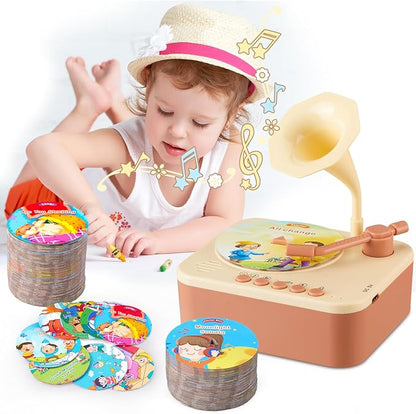 🏆Flash Sale⚡Hot Sale 50% korting 💥🎶Kindergrammofoon met 99 kaarten👶Vroegschoolse educatieve grammofoonverhalenmachine
