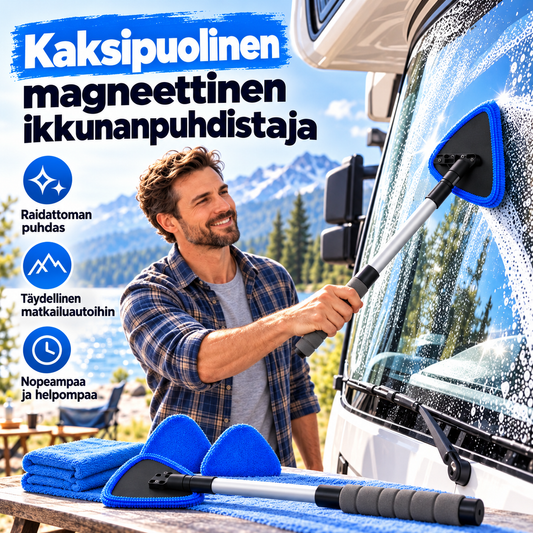 Kaksipuolinen magneettinen ikkunanpuhdistaja – puhdista auton lasit ilman raitoja!