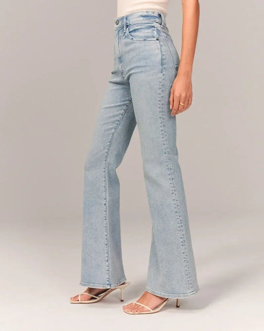 Flared jeans met superhoge taille en stretch