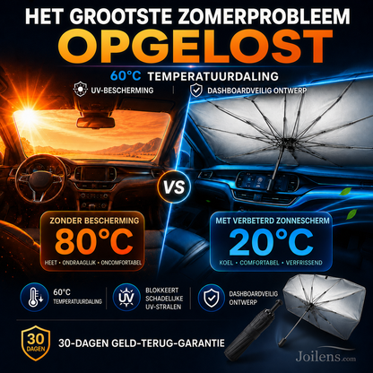 Zonnekap voor de voorruit van de auto – Opvouwbare paraplu-zonnekap met UV-bescherming voor de voorruit van de auto (warmte-isolatie) voor de meeste auto’s