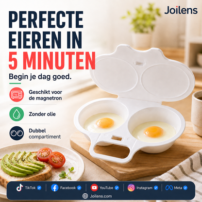 🥚 Perfect Gepocheerde Eieren in 2 Minuten – Magnetron Eierkoker met Spatdeksel | Zonder Olie & Zonder Spatten ✨