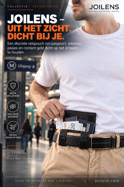 🛡️ SecureTravel anti-diefstal heuptasje voor paspoort en telefoon