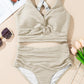 👙2025 Nieuw Type ~50% KORTING 👙Textured Knot-Front High-Waisted Bikini Set