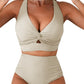 👙2025 Nieuw Type ~50% KORTING 👙Textured Knot-Front High-Waisted Bikini Set