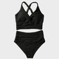 👙2025 Nieuw Type ~50% KORTING 👙Textured Knot-Front High-Waisted Bikini Set