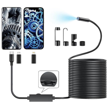 🏆LAST DAY SALE: ONLY €19.99!!🎁✨TechView™🇬🇧HD Endoscope Camera for iPhone & Android – 1920P Inspection Scope with 8 Adjustable LED Lights 🔍📱