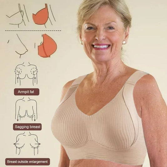🎁Koop 1, krijg 2 gratis, 💕Geribbelde zijden push-up bh voor dames zonder stalen ring, verstelbaar🌸