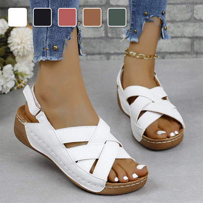 Dames Comfortabele Effen Kleur Sleehak Sandalen