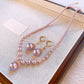 💜Vintage elegante zirkonia imitatie parelketting & oorbellen