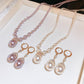 💜Vintage elegante zirkonia imitatie parelketting & oorbellen