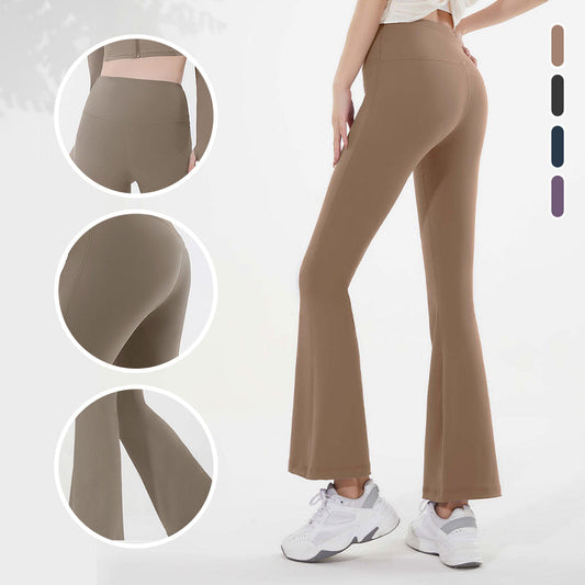 Strakke sneldrogende hoge taille yoga broek met flared pijpen