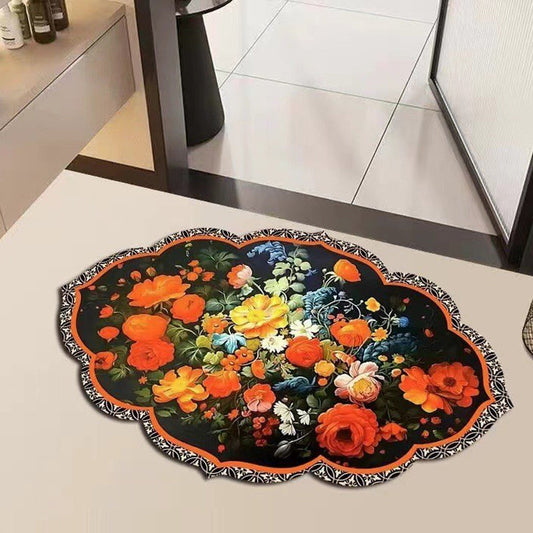 Retro Bloemige Diatomeeënaarde  Absorberende Mat – Sneldrogend & Stijlvol