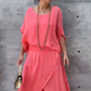 Losse top en wijde broek met split, chiffon 2-delige set