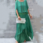 Losse top en wijde broek met split, chiffon 2-delige set