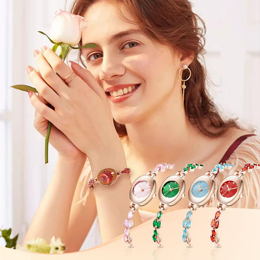 Armbandhorloge met gekleurde zirkoon voor dames