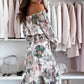 🌷2025 Nieuwe lancering - 52% korting❤️‍🔥Set met bloemenpatroon: off-shoulder blouse & maxirok