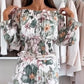 🌷2025 Nieuwe lancering - 52% korting❤️‍🔥Set met bloemenpatroon: off-shoulder blouse & maxirok