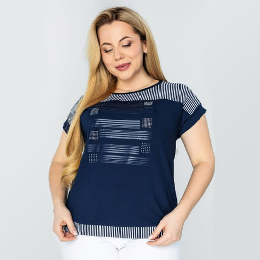 Gestreepte top met patchwork voor dames