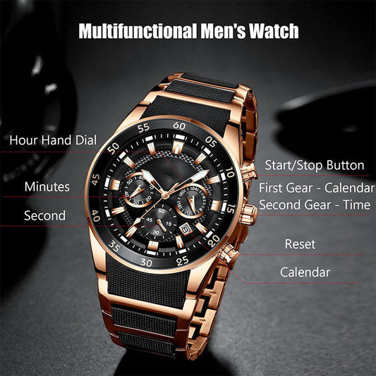🚀Tijdelijke halfjaarlijkse uitverkoop🚀Multifunctioneel herenhorloge met waterdicht uurwerk