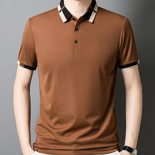 🔥Vandaag 48% korting🔥Men's Stretch Ice Silk Short Sleeve Lapel T-shirt