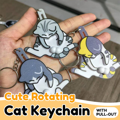 Schattige Roterende Katten Sleutelhanger met Uittrekbaar
