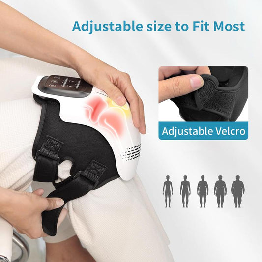 💝Kerstuitverkoop 60% KORTING — Draadloze kniemassageapparaat met warmte en vibratie, LED-display