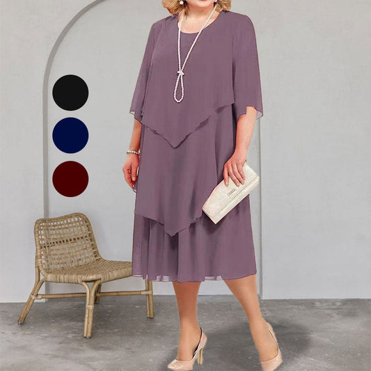 🔥49% korting👗Layered-look midi-jurk in grote maten
