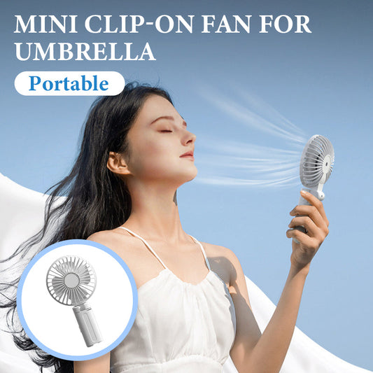 Draagbare miniventilator met klem voor paraplu