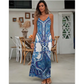 Zonder Mouwen Maxijurk met V-Hals en Retro Print voor Dames