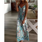 Zonder Mouwen Maxijurk met V-Hals en Retro Print voor Dames