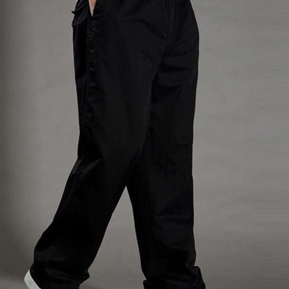 Casual broek met rechte pijpen en elastische tailleband voor here