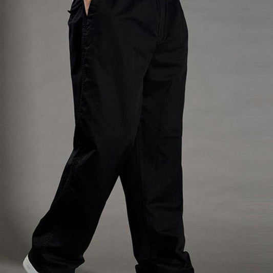 Casual broek met rechte pijpen en elastische tailleband voor here