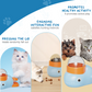 Honden en katten spelen met snoepjes en delen speelgoed uit