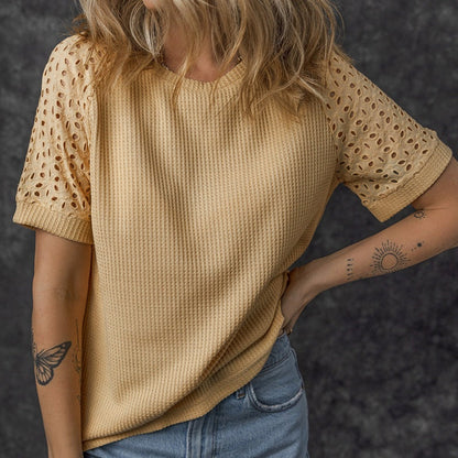 Casual T-shirt met ronde hals, korte mouwen en losse pasvorm voor dames