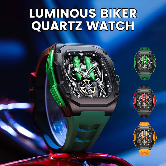 Lichtgevend waterdicht quartzhorloge voor motorrijder
