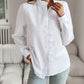 Dames Gestreepte Blouse met Knoopsluiting en Volants