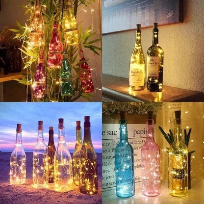 🔥 50% KORTING 🍾✨ LED-lichtslinger in de vorm van een flesdop – Perfect voor het decoreren van glazen flessen 💡🎄