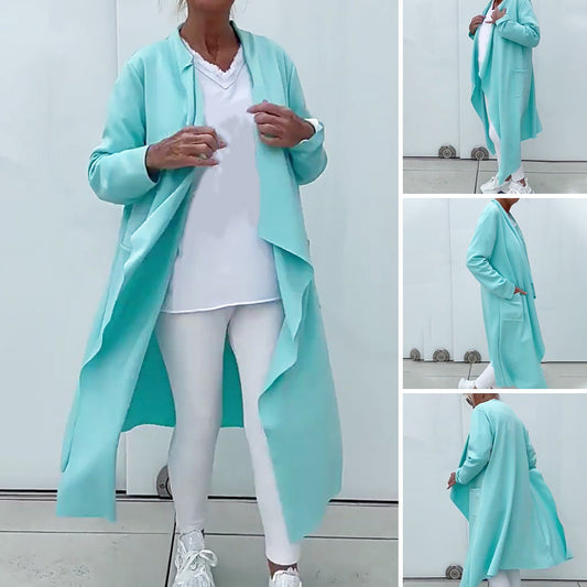 Vrouwencardigan met lange mouwen en open voorkant - Onregelmatig gedrapeerd ontwerp, casual, losjes laagjesessentieel 👗