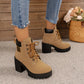 🔥【35-42】 👢✨2025 Nieuw voor dit najaar: enkellaarzen met dikke hak en plateauzool – retro model met vetersluiting voor dames