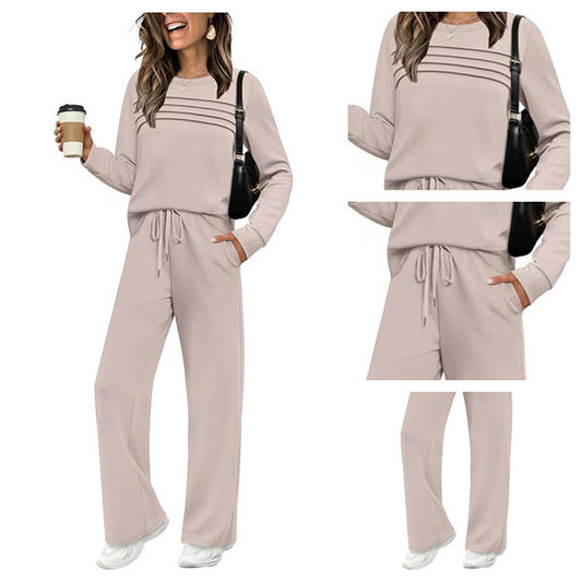 Set van een top met ronde hals en een broek met trekkoord voor dames