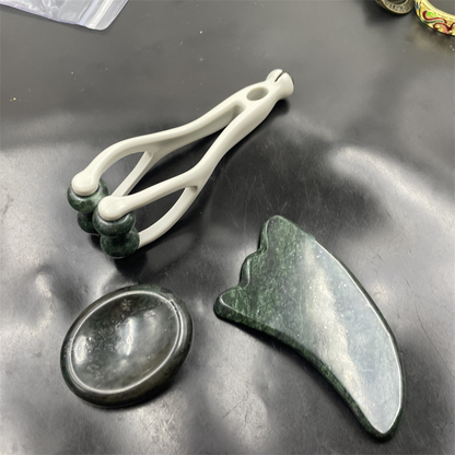 Natuursteen Massageset: Schraper, Vingerclip & Ei-vormige Massager