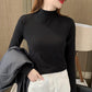 Dames Comfortabele Effen Kleur Halfhoge Hals Lange Mouw Top