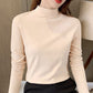 Dames Comfortabele Effen Kleur Halfhoge Hals Lange Mouw Top